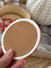 Load image into Gallery viewer, Coastal Red Crab Coasters with a cork base -