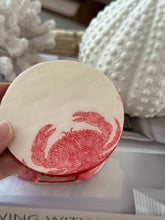 Load image into Gallery viewer, Coastal Red Crab Coasters with a cork base -