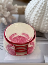 Load image into Gallery viewer, Coastal Red Crab Coasters with a cork base -