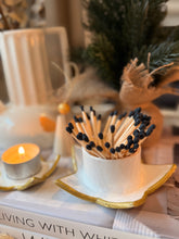 Load image into Gallery viewer, Gold star clay match holder with strike paper / handmade Christmas gift /