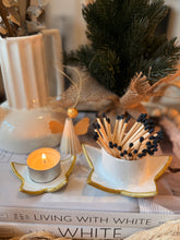 Load image into Gallery viewer, Gold star clay match holder with strike paper / handmade Christmas gift /