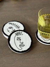 Load image into Gallery viewer, Minimalist Line Art Coasters | Handmade Ceramic Drink Coasters | Modern Table Decor Gift