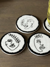 Load image into Gallery viewer, Minimalist Line Art Coasters | Handmade Ceramic Drink Coasters | Modern Table Decor Gift