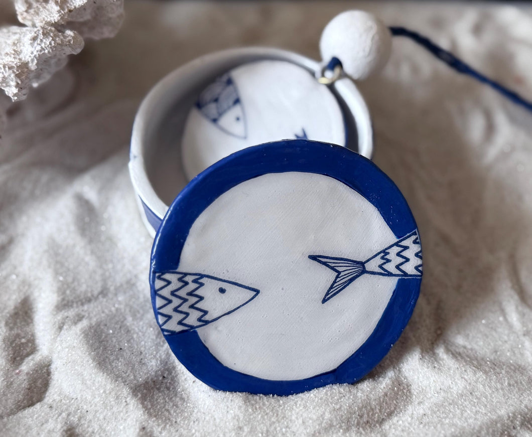 Sardin round trinket box / jewellery box /ring dish / earring storage